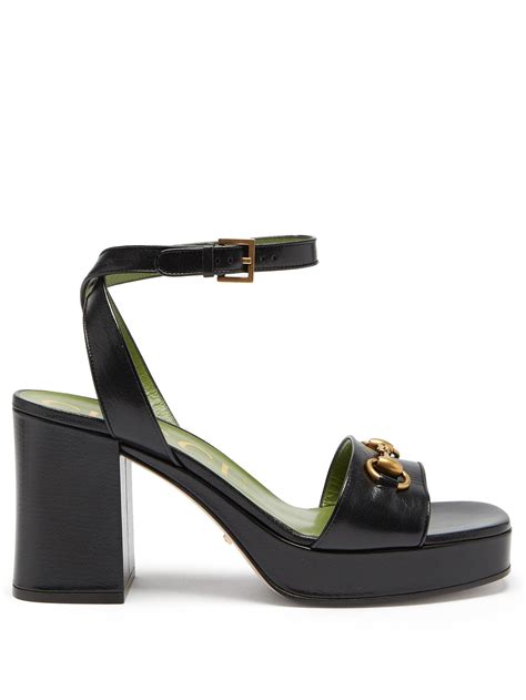 gucci black patent horsebit sandals|Gucci Horsebit platform sandal.